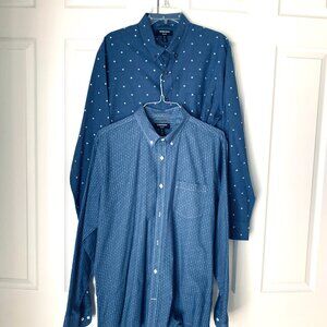 NORDSTROM 2 Mens Button Down Long Sleeve Shirt Sz XL Trim Fit